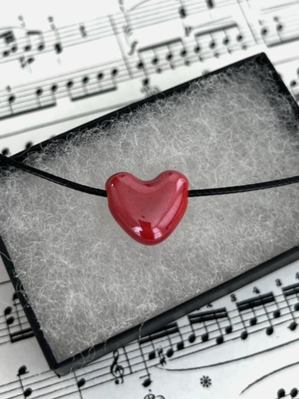 Red Heart Love Pendant Necklace Adjustable Cord Lover Gift
